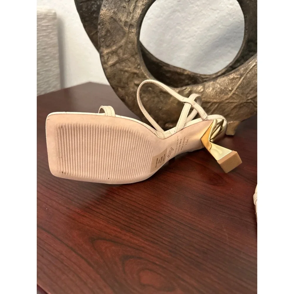 Antonio Melani Fran cream slingback metallic gold sculptural heels size 7.5